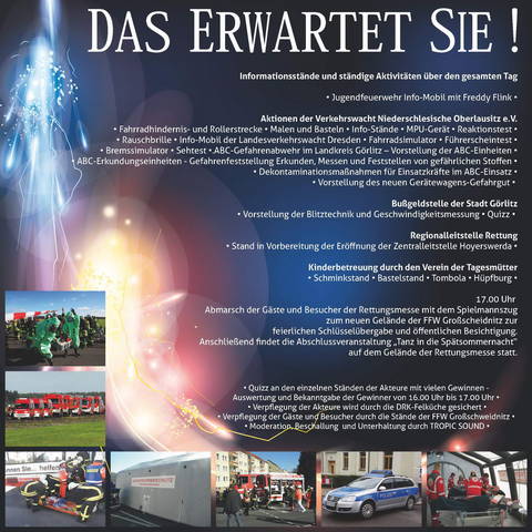 Die Rückseite des Flyers der Rettungsmesse 2013