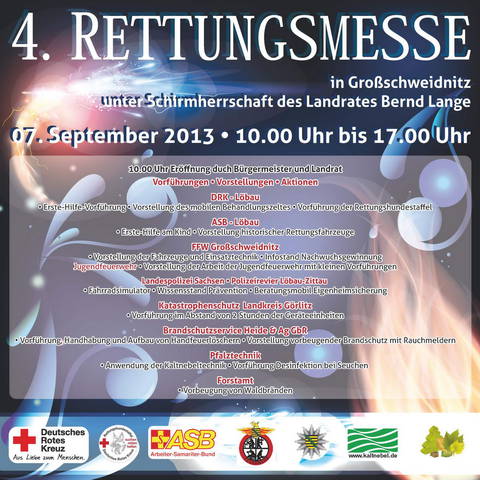Die Vorderseite des Flyers der Rettungsmesse 2013